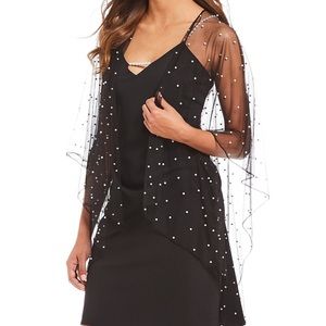 Karl Lagerfeld Pearl Black Mesh Shawl